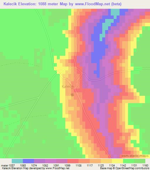 Kalecik,Turkey Elevation Map