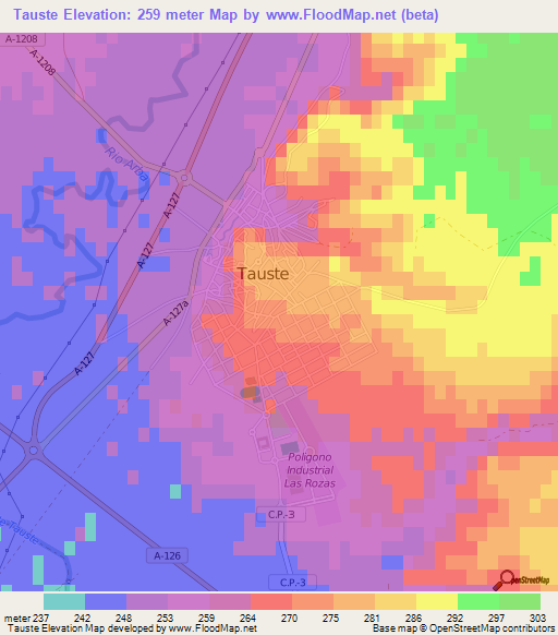 Tauste,Spain Elevation Map