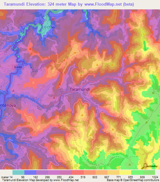 Taramundi,Spain Elevation Map