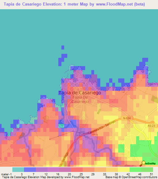 Tapia de Casariego,Spain Elevation Map