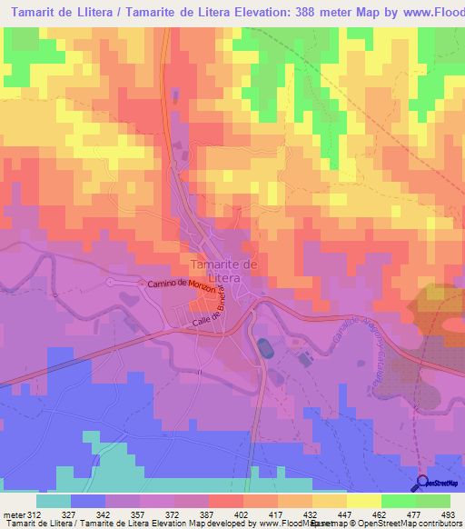 Tamarit de Llitera / Tamarite de Litera,Spain Elevation Map