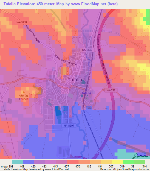 Tafalla,Spain Elevation Map