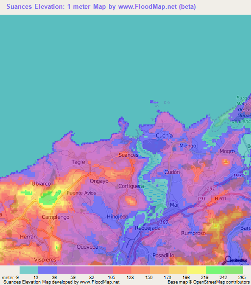 Suances,Spain Elevation Map