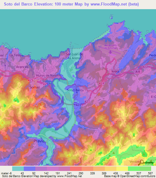 Soto del Barco,Spain Elevation Map