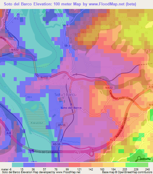 Soto del Barco,Spain Elevation Map