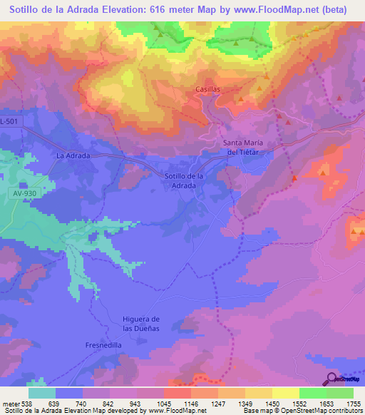 Sotillo de la Adrada,Spain Elevation Map