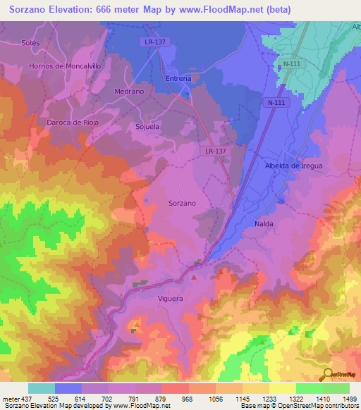 Sorzano,Spain Elevation Map
