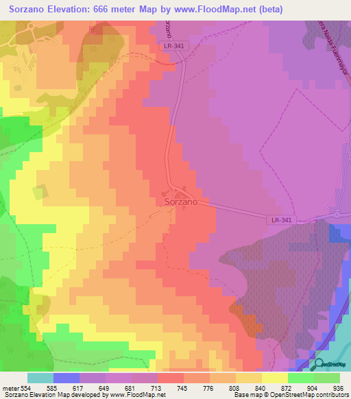 Sorzano,Spain Elevation Map