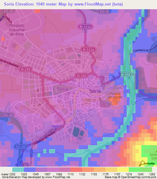 Soria,Spain Elevation Map