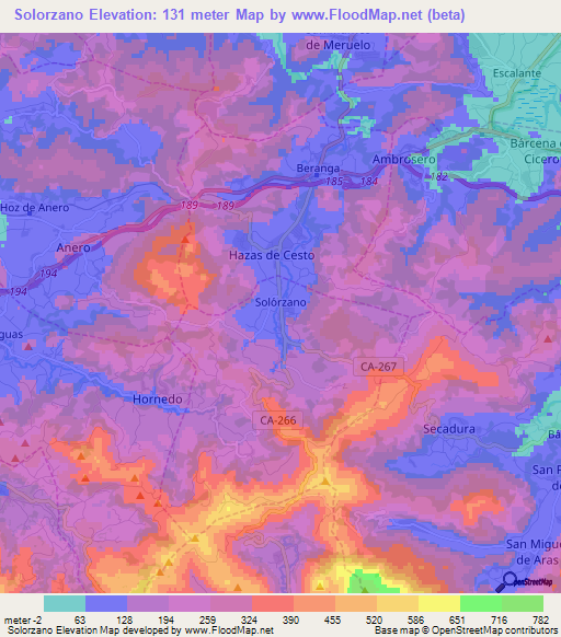 Solorzano,Spain Elevation Map