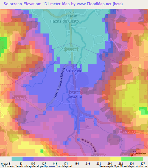 Solorzano,Spain Elevation Map