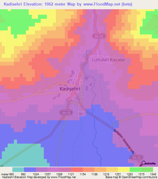 Kadisehri,Turkey Elevation Map