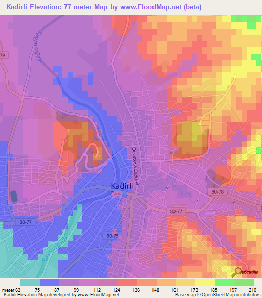 Kadirli,Turkey Elevation Map