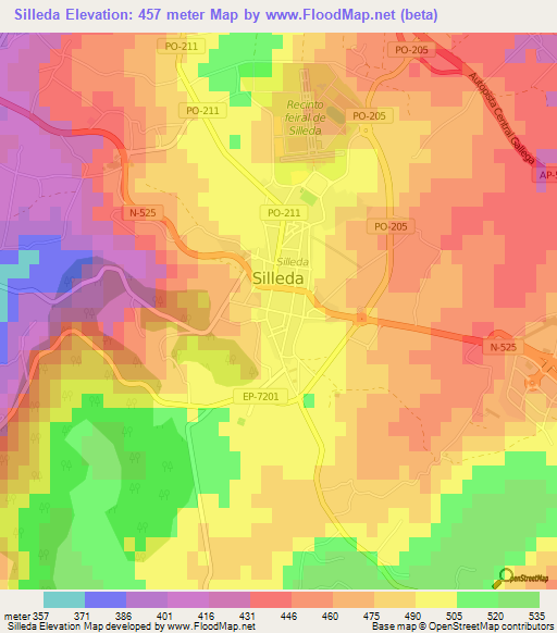 Silleda,Spain Elevation Map