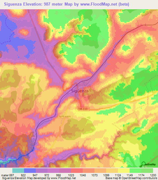 Siguenza,Spain Elevation Map