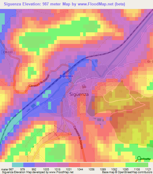 Siguenza,Spain Elevation Map