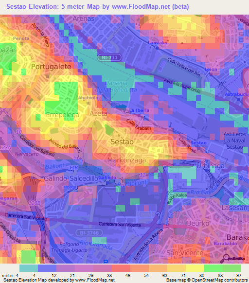 Sestao,Spain Elevation Map