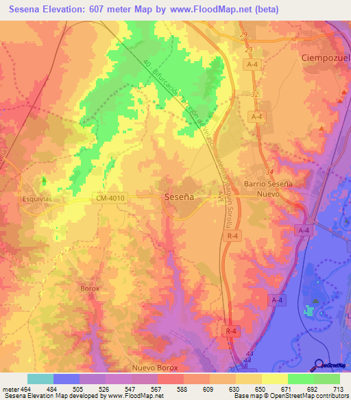 Sesena,Spain Elevation Map