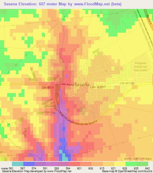 Sesena,Spain Elevation Map