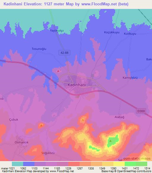 Kadinhani,Turkey Elevation Map