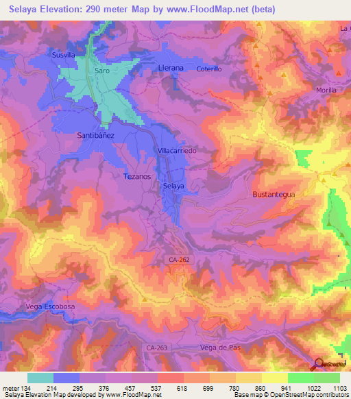 Selaya,Spain Elevation Map