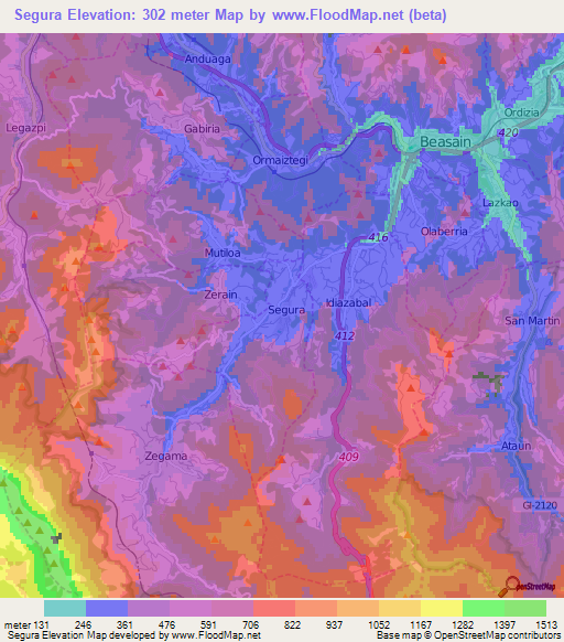 Segura,Spain Elevation Map