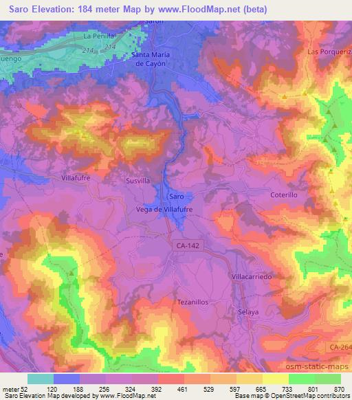 Saro,Spain Elevation Map