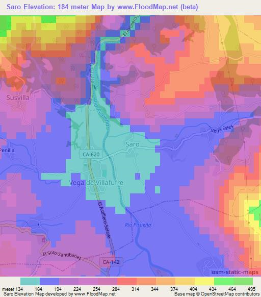 Saro,Spain Elevation Map