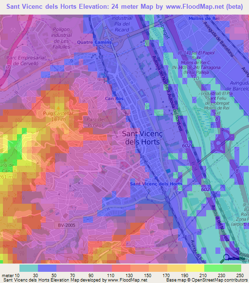 Sant Vicenc dels Horts,Spain Elevation Map