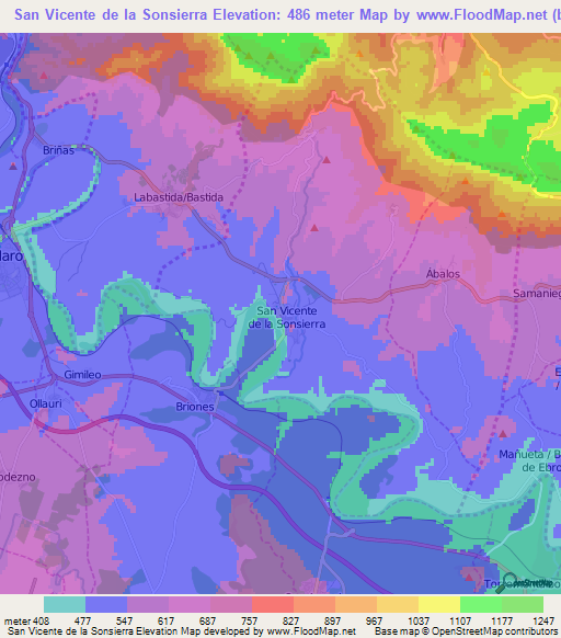 San Vicente de la Sonsierra,Spain Elevation Map