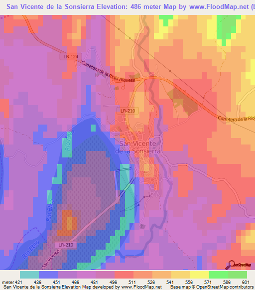 San Vicente de la Sonsierra,Spain Elevation Map