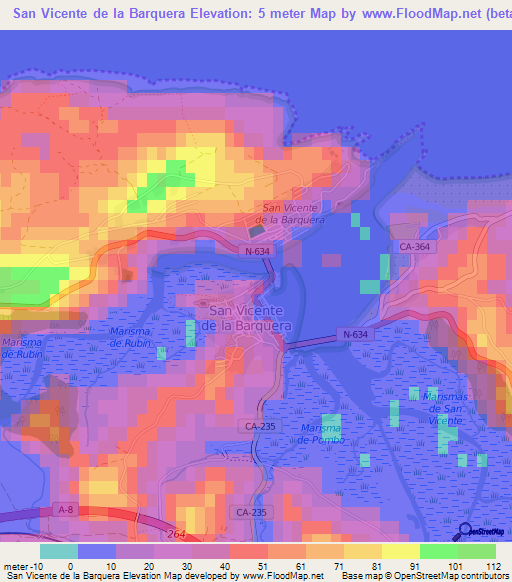 San Vicente de la Barquera,Spain Elevation Map