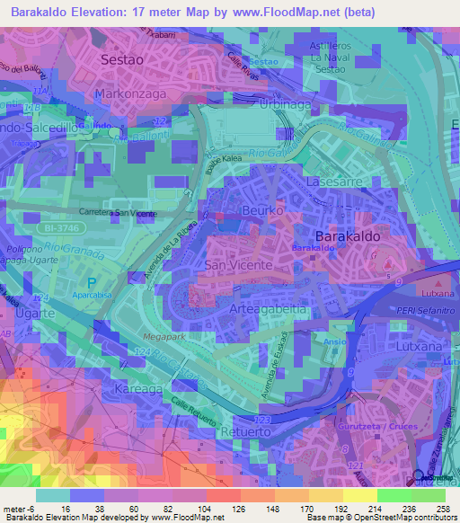 Barakaldo,Spain Elevation Map