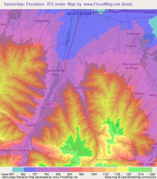 Santurdejo,Spain Elevation Map