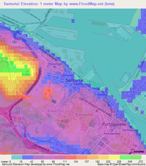 Santurtzi,Spain Elevation Map