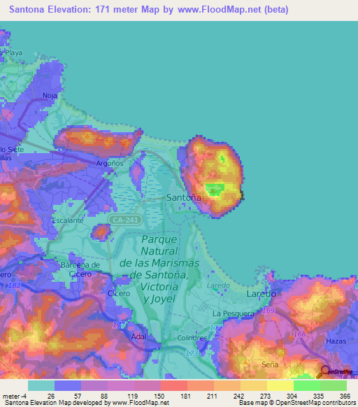 Santona,Spain Elevation Map