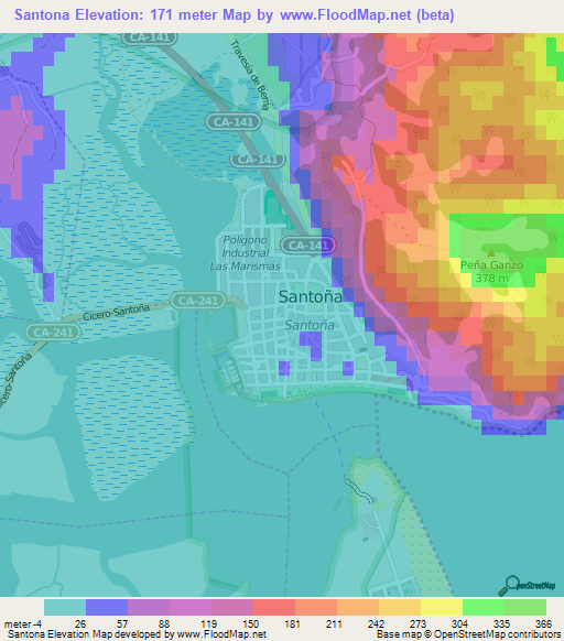 Santona,Spain Elevation Map