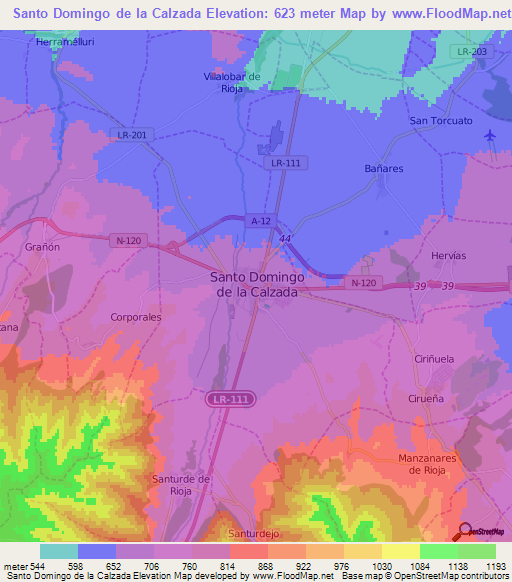 Santo Domingo de la Calzada,Spain Elevation Map