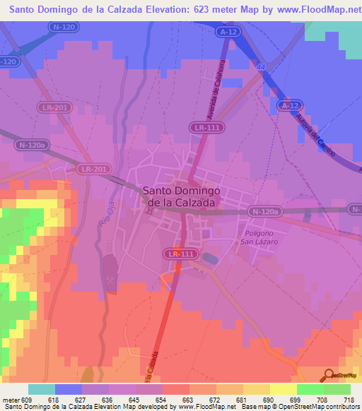 Santo Domingo de la Calzada,Spain Elevation Map