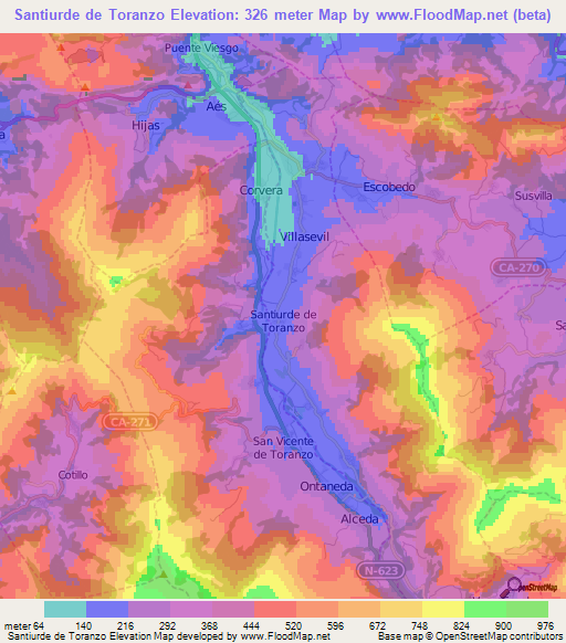 Santiurde de Toranzo,Spain Elevation Map