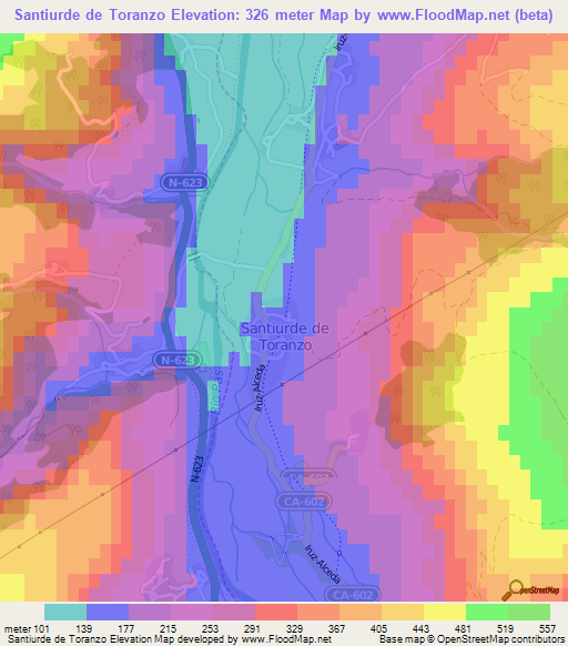 Santiurde de Toranzo,Spain Elevation Map