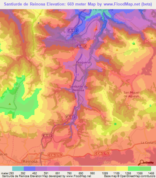 Santiurde de Reinosa,Spain Elevation Map