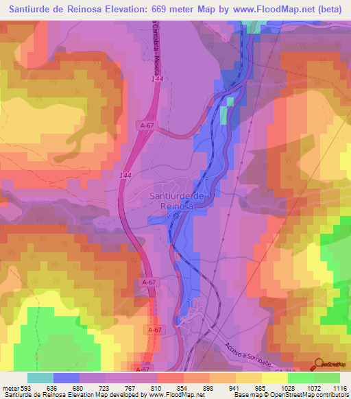 Santiurde de Reinosa,Spain Elevation Map