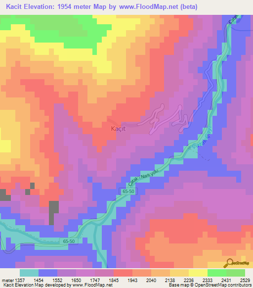 Kacit,Turkey Elevation Map