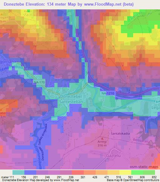 Doneztebe,Spain Elevation Map