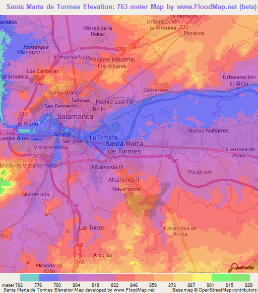 Santa Marta de Tormes,Spain Elevation Map