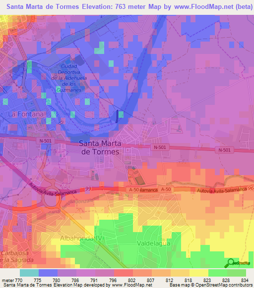 Santa Marta de Tormes,Spain Elevation Map