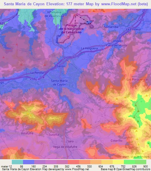 Santa Maria de Cayon,Spain Elevation Map