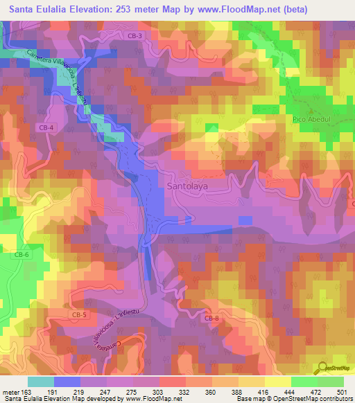 Santa Eulalia,Spain Elevation Map