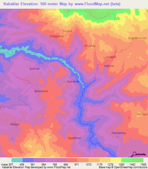 Kabaklar,Turkey Elevation Map